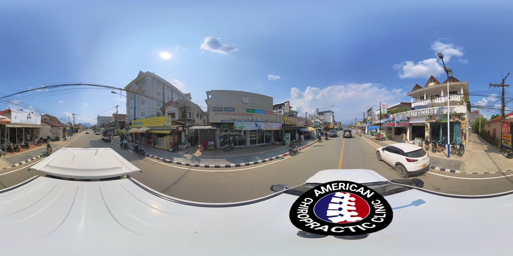Street view near Oudomsin Vangvieng Hotel, Vang Vieng — © DrLogan (CC BY-SA · Mapillary)