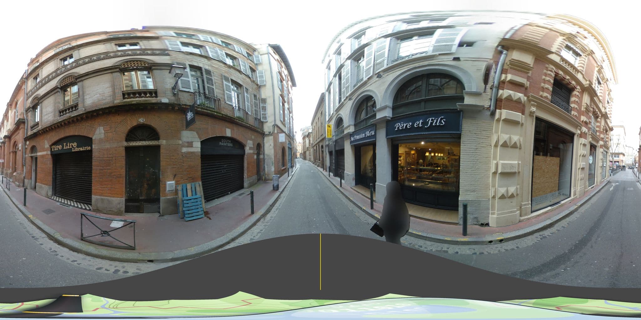 Street view near Hôtel de la Bourse, Toulouse — © tyndare (CC BY-SA · Mapillary)