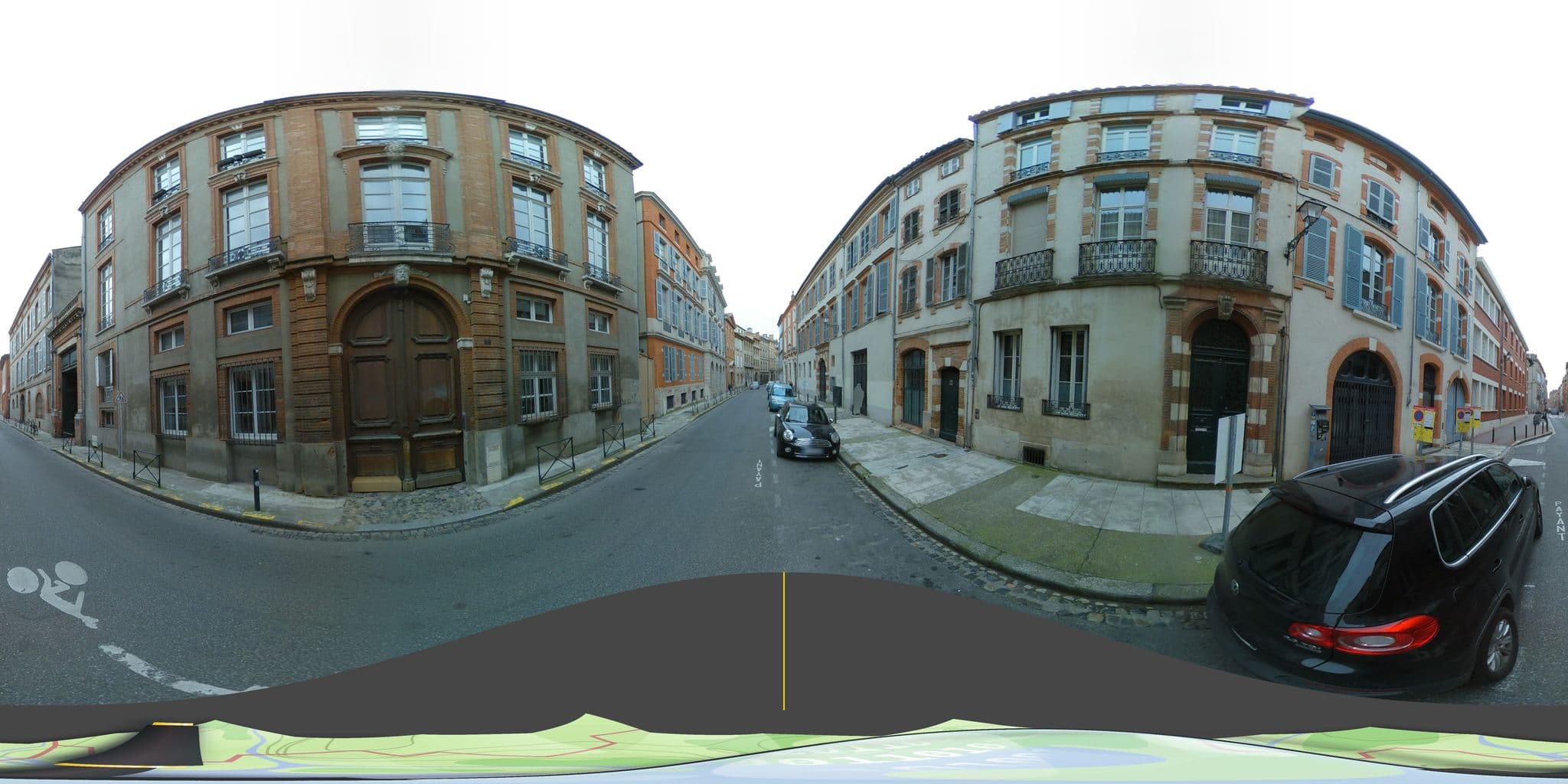 Street view near Les Toits de la Dalbade, Toulouse — © tyndare (CC BY-SA · Mapillary)