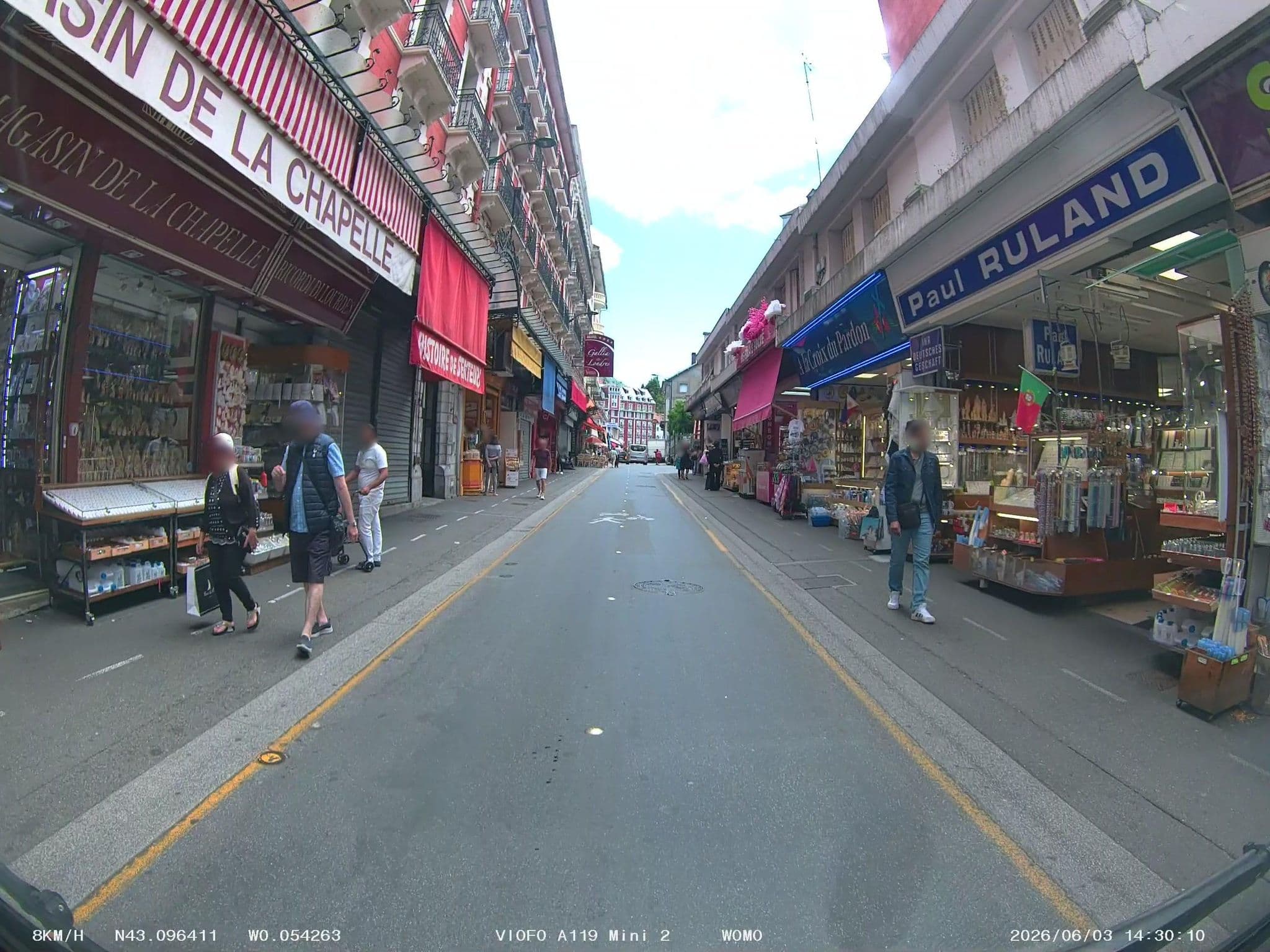 Street view near Hôtel de Paris, Lourdes