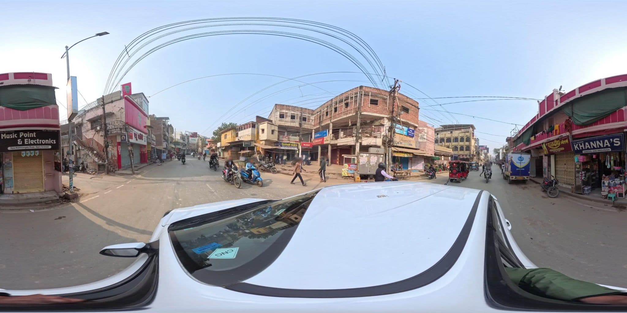 Street view near P N Ganga Hotel, Varanasi — © skysign (CC BY-SA · Mapillary)