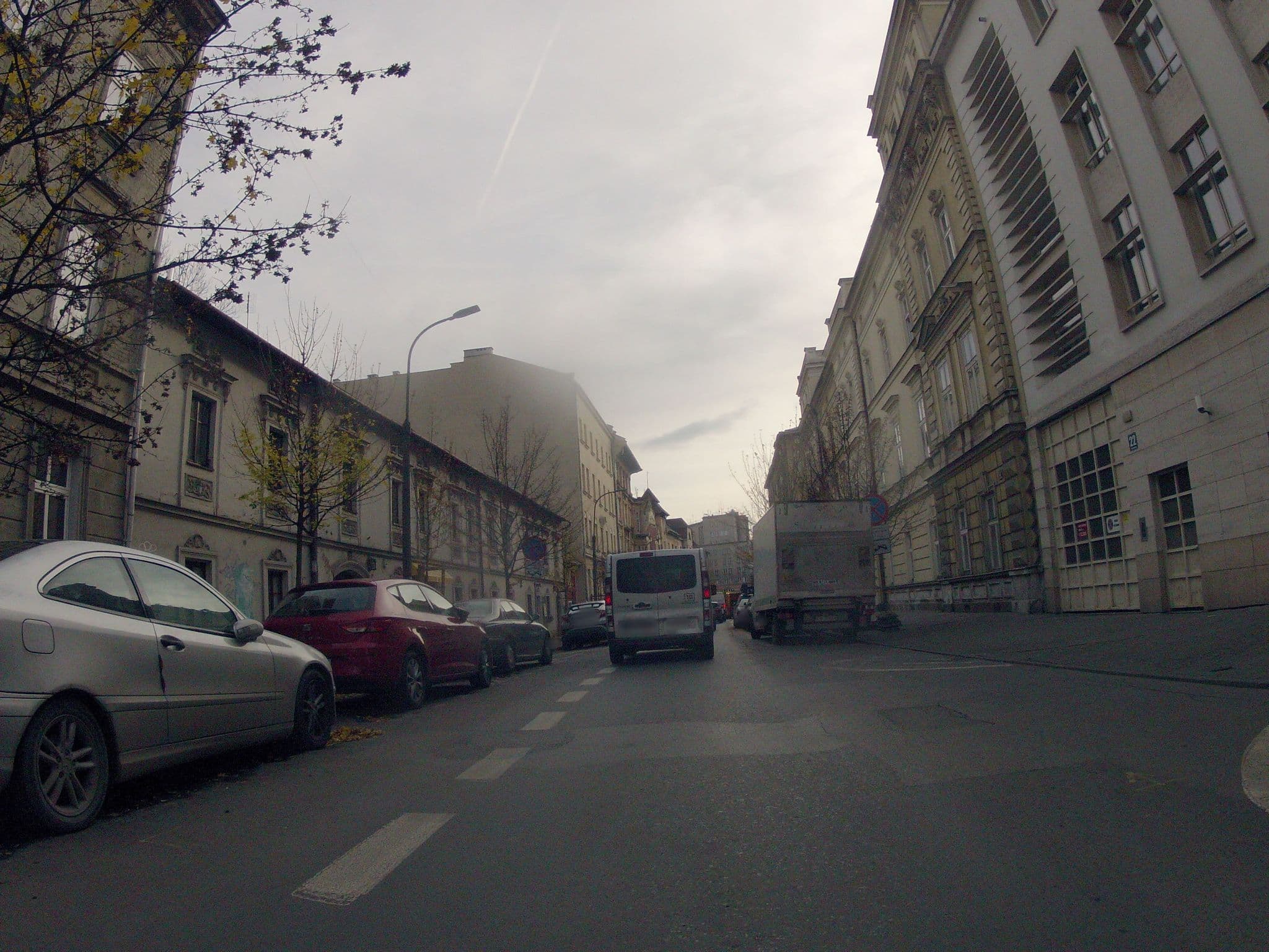 Street view near Friendhouse apartments, Kraków — © ekeshkekesh (CC BY-SA · Mapillary)
