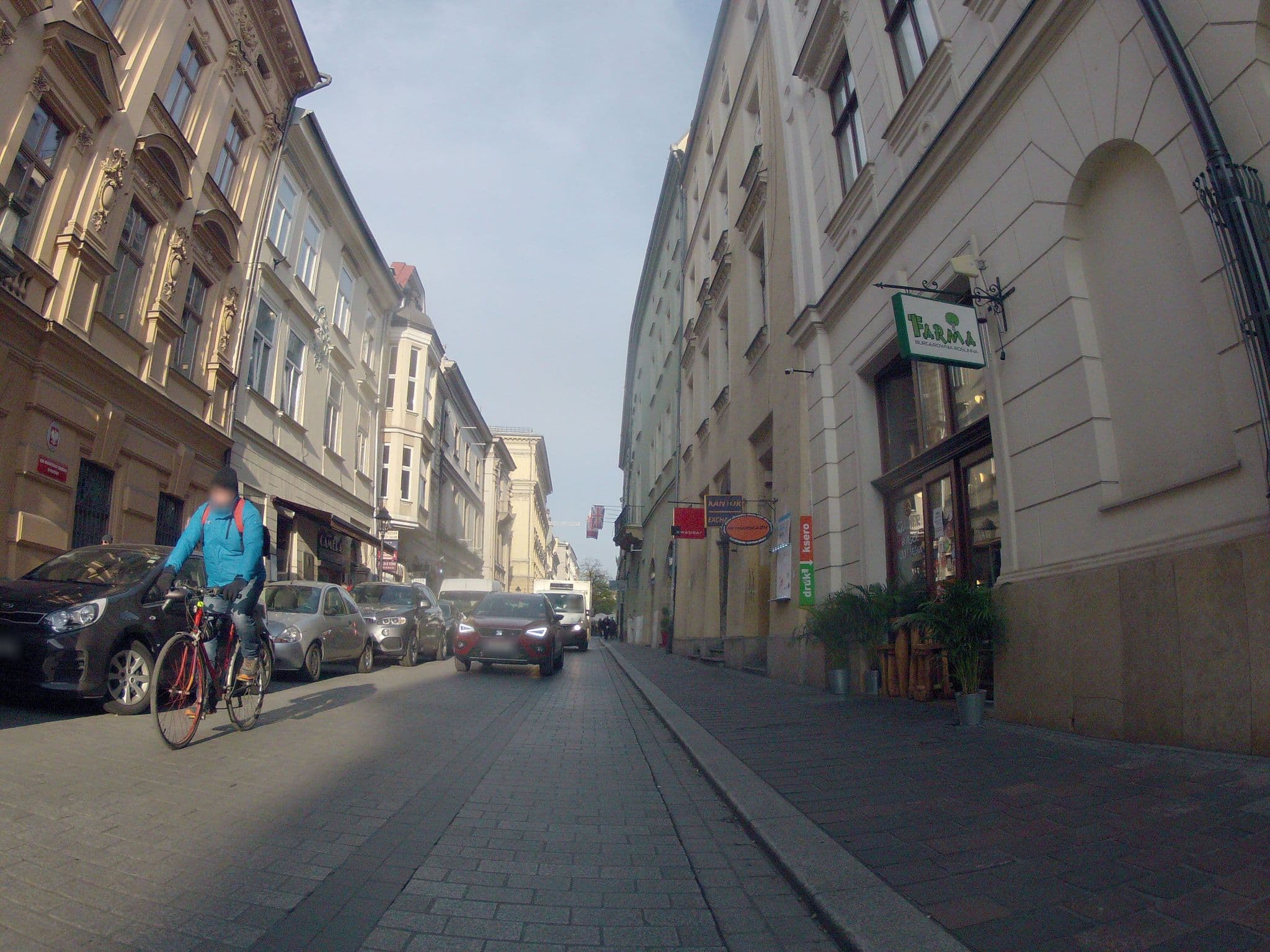 Street view near Wiślna Apartments, Kraków — © ekeshkekesh (CC BY-SA · Mapillary)
