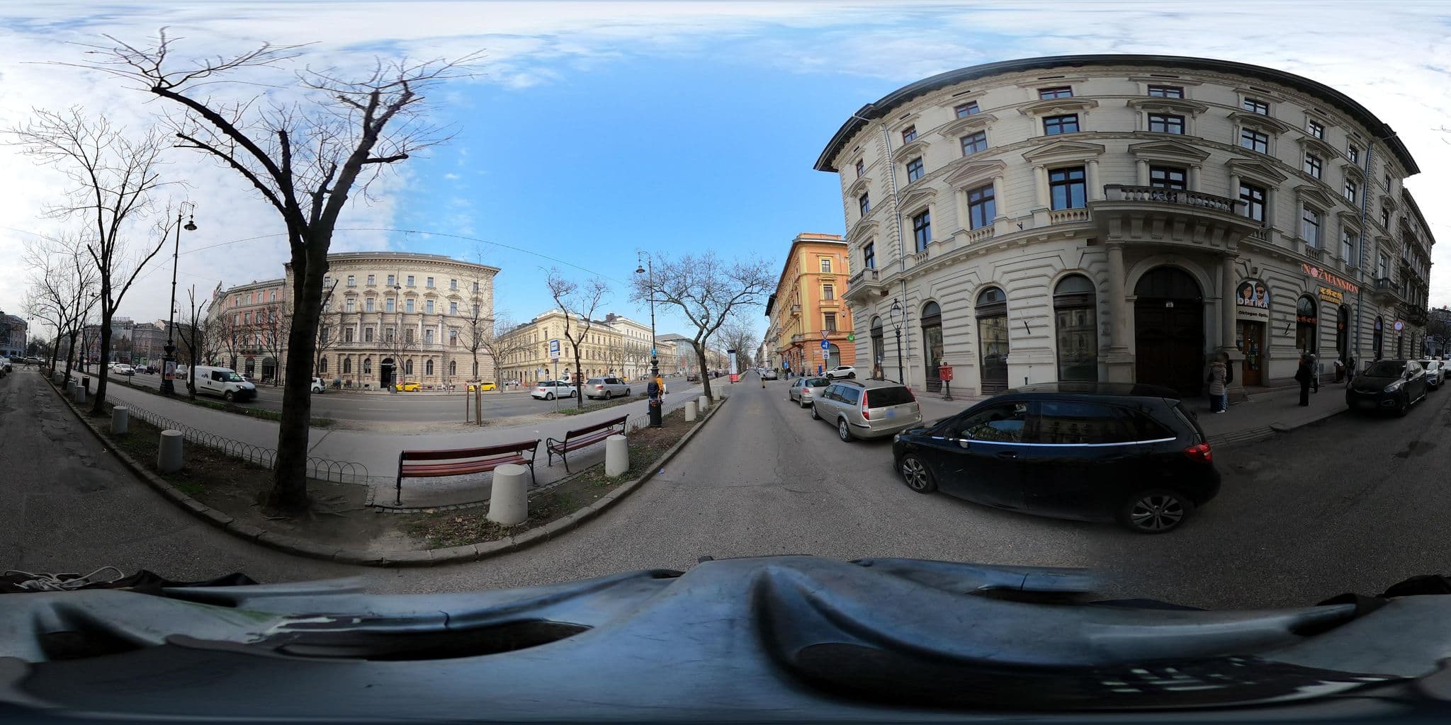 Street view near Hotel Oktogon Haggenmacher, Budapest VI. kerület — © grozsa11 (CC BY-SA · Mapillary)