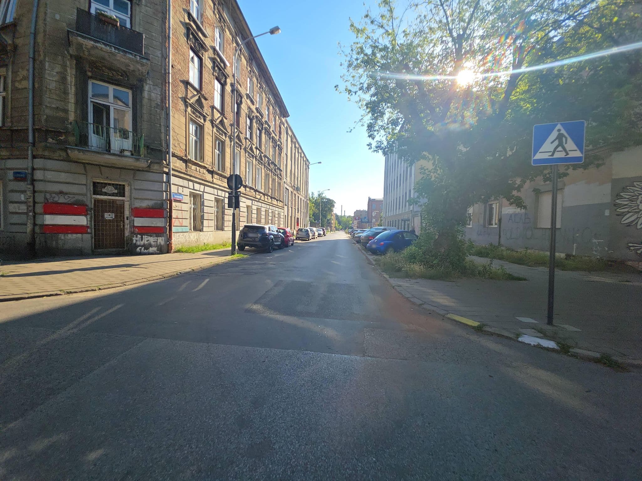 Street view near Hostel Happy Hippo, Łódź — © Rowerowa_Lodz (CC BY-SA · Mapillary)