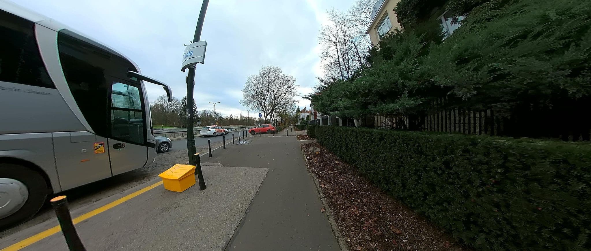 Street view near Warsaw Delights Hostel, Ochota — © 9f893cde (CC BY-SA · Mapillary)