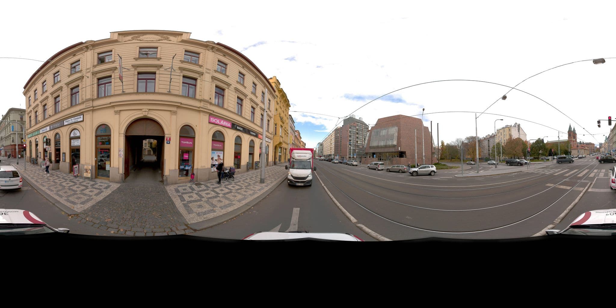 Street view near Austria Suites, Smíchov — © jeffreymartin (CC BY-SA · Mapillary)