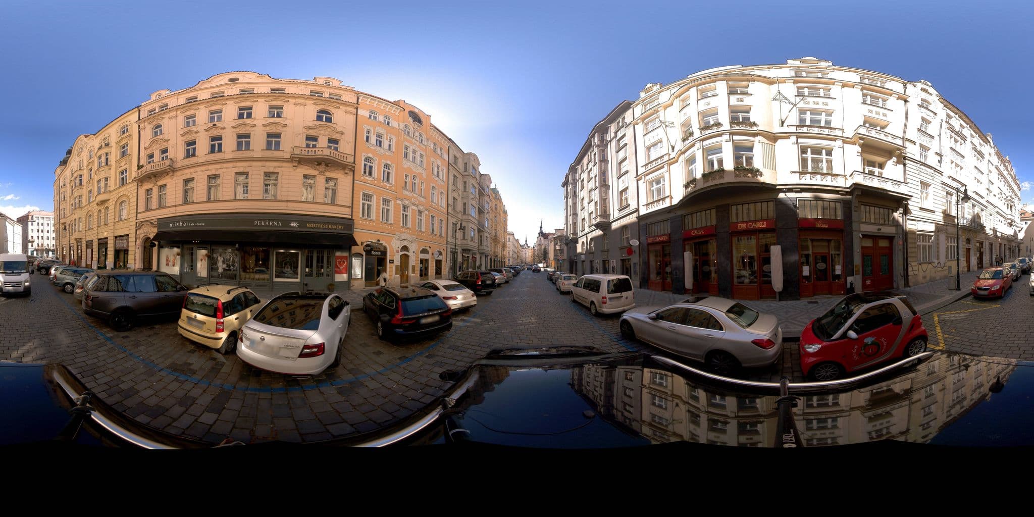 Street view near Apartment Vezenska, Prague — © jeffreymartin (CC BY-SA · Mapillary)