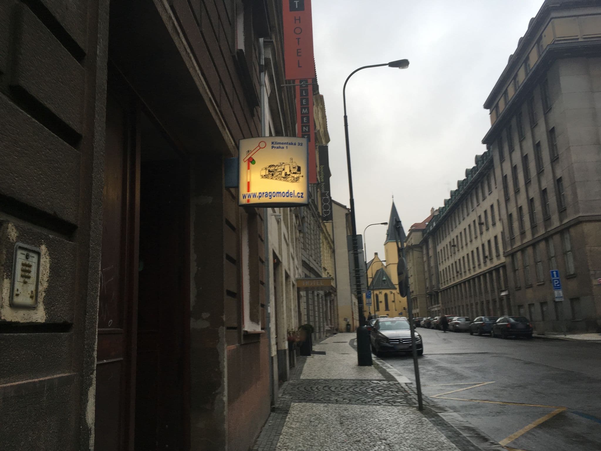 Street view near Germes Apartments Klimentska, Prague — © chrisbeddow (CC BY-SA · Mapillary)