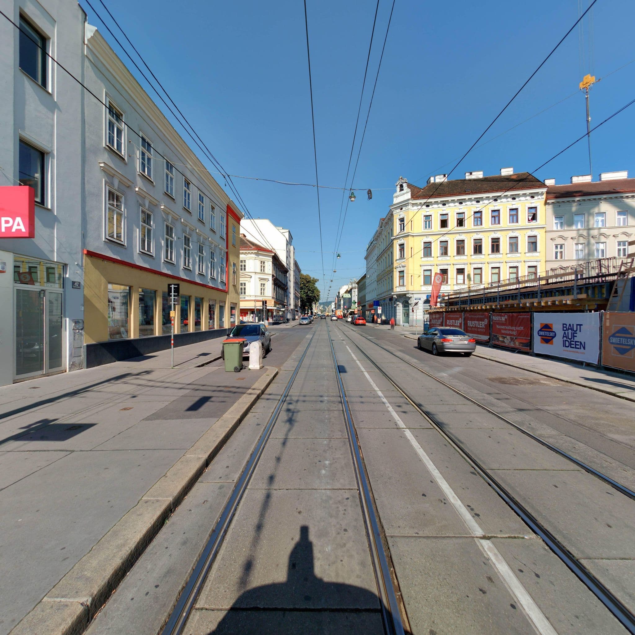 Street view near Early Bird Hotel, Josefstadt — © eliasgander (CC BY-SA · Mapillary)