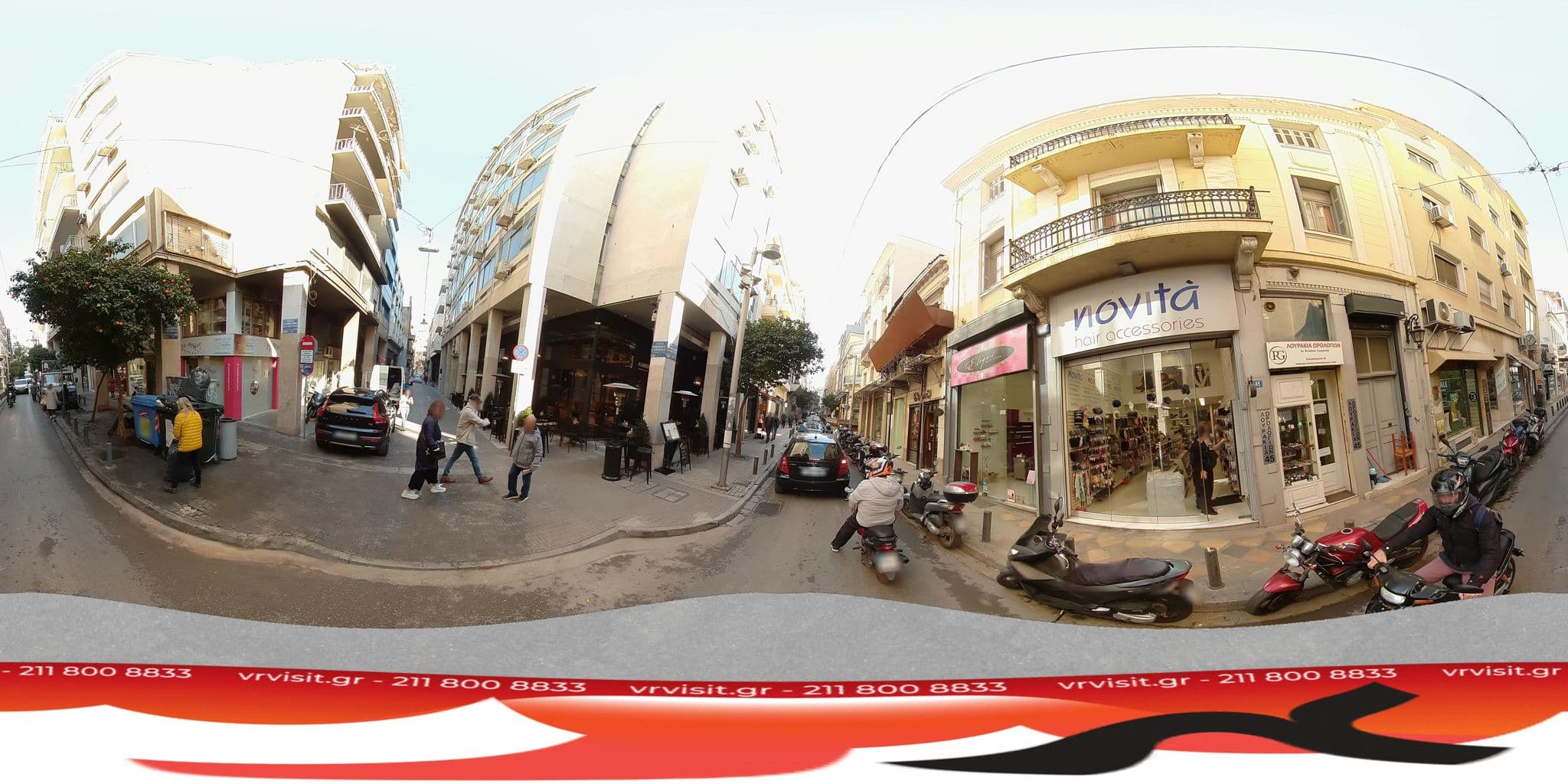 Street view near Small Funny World Hostel, Athens — © VRvisit (CC BY-SA · Mapillary)