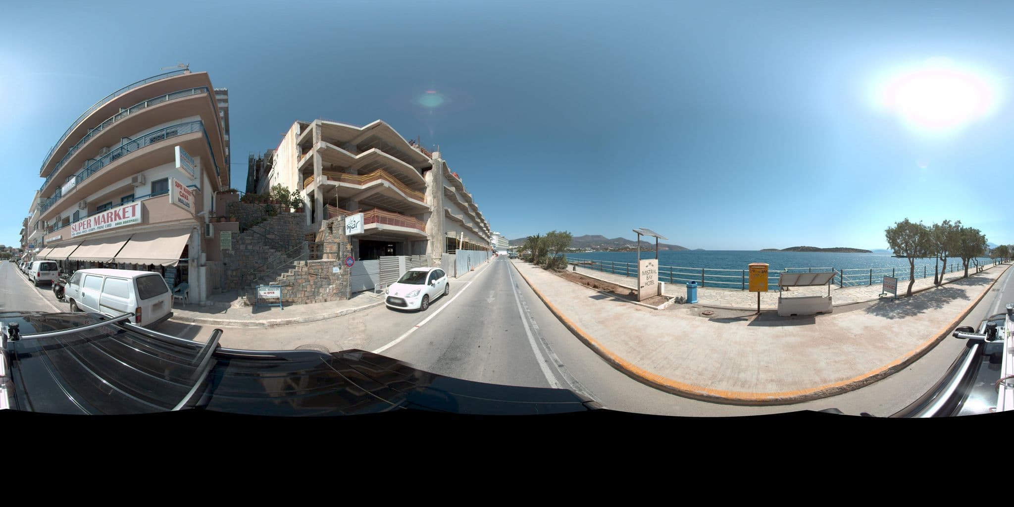 Street view near Rea Hotel, Ágios Nikólaos — © Vagelis (CC BY-SA · Mapillary)