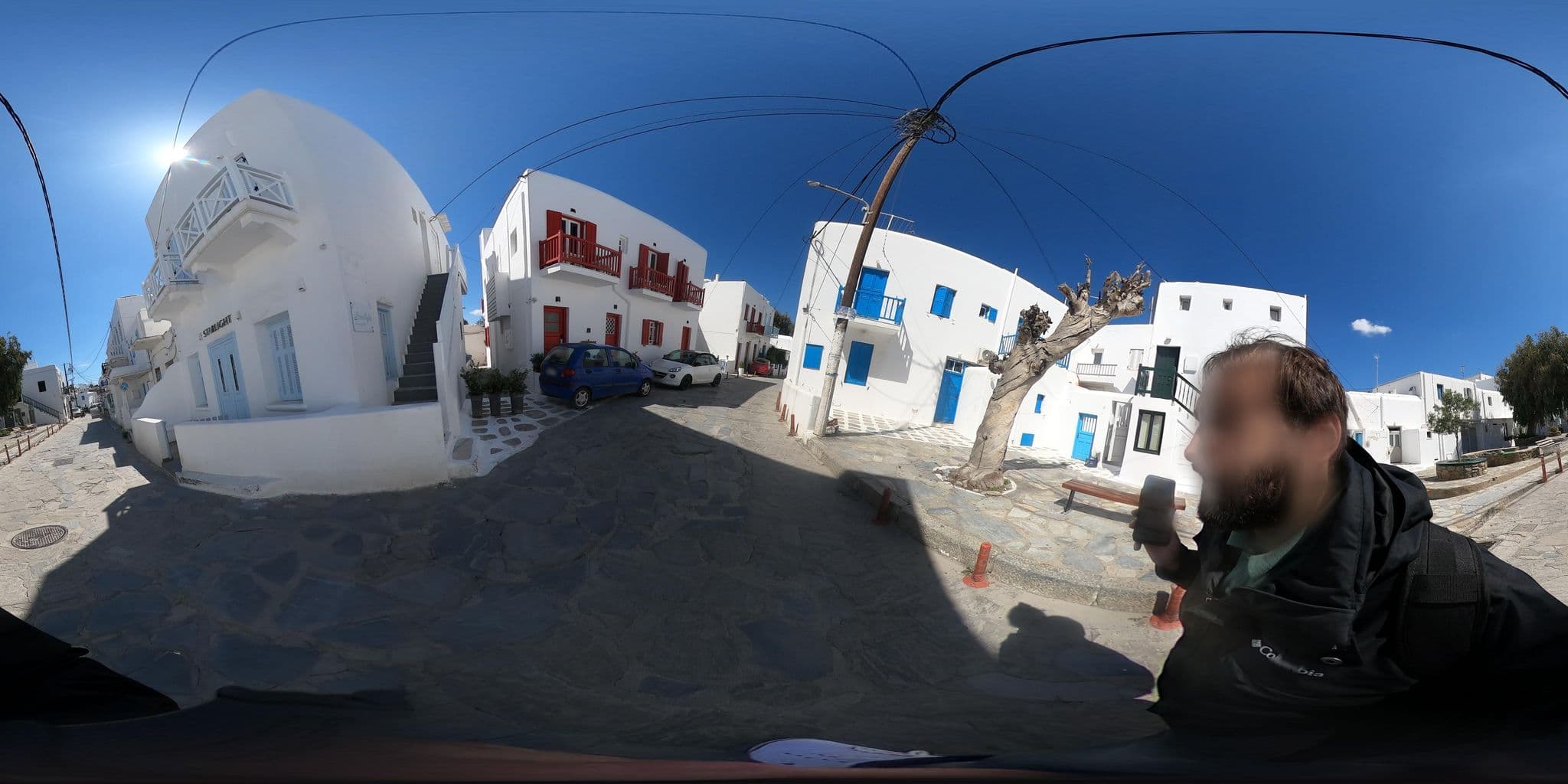 Street view near Asteri Sofia Rooms, Mykonos — © efikour (CC BY-SA · Mapillary)