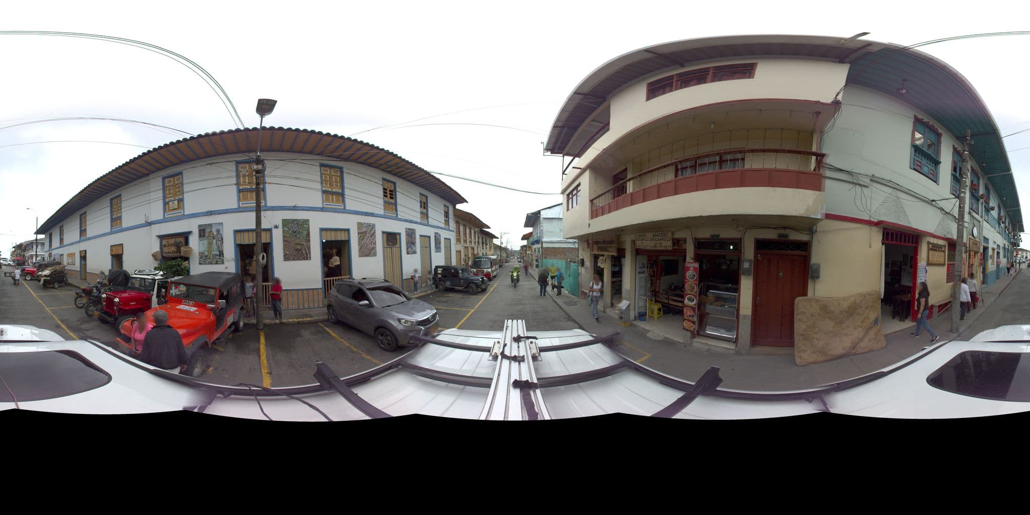 Street view near Hotel El Buen Descanso, Filandia — © sarahantos (CC BY-SA · Mapillary)