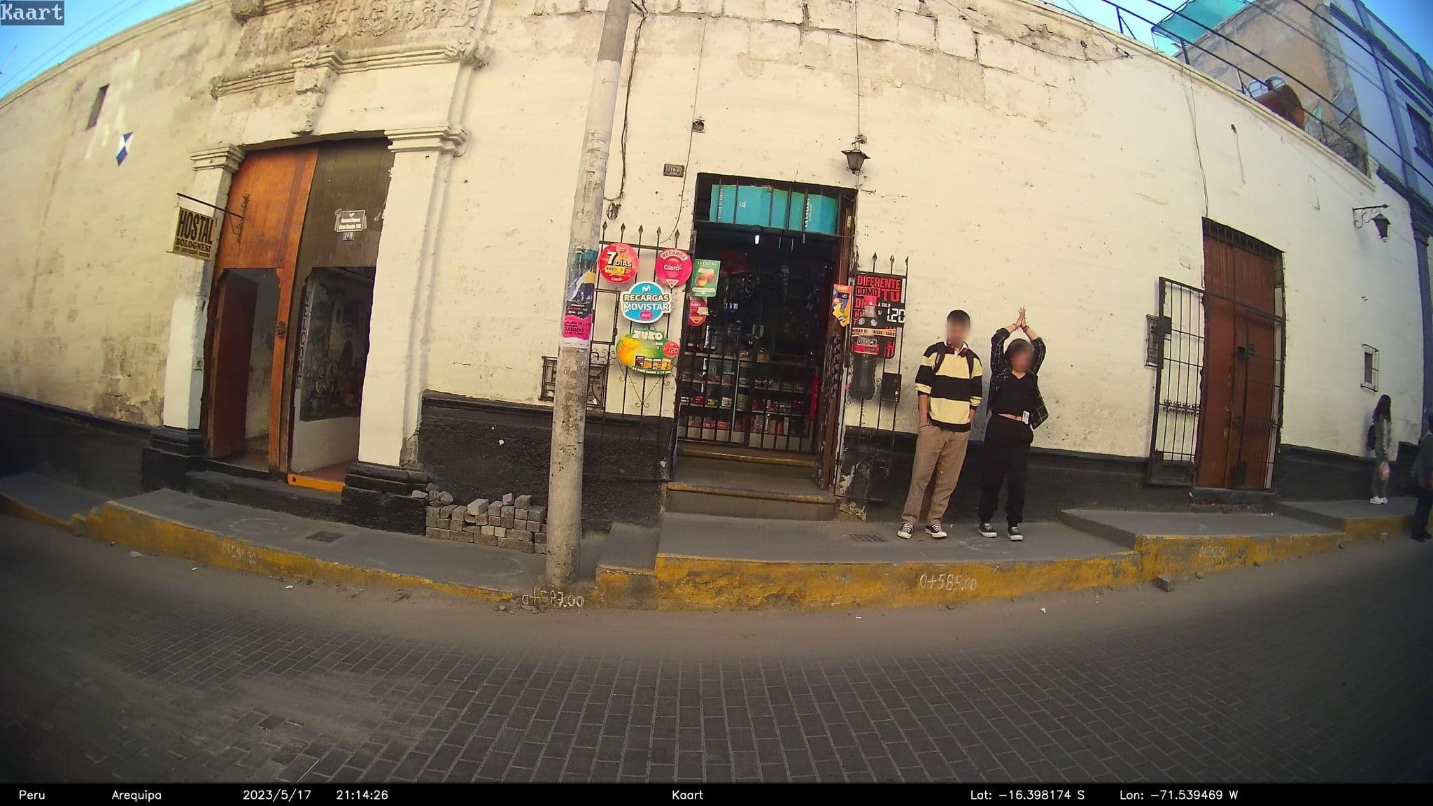 Street view near Hostal Espinoza, Arequipa — © kaart_2 (CC BY-SA · Mapillary)