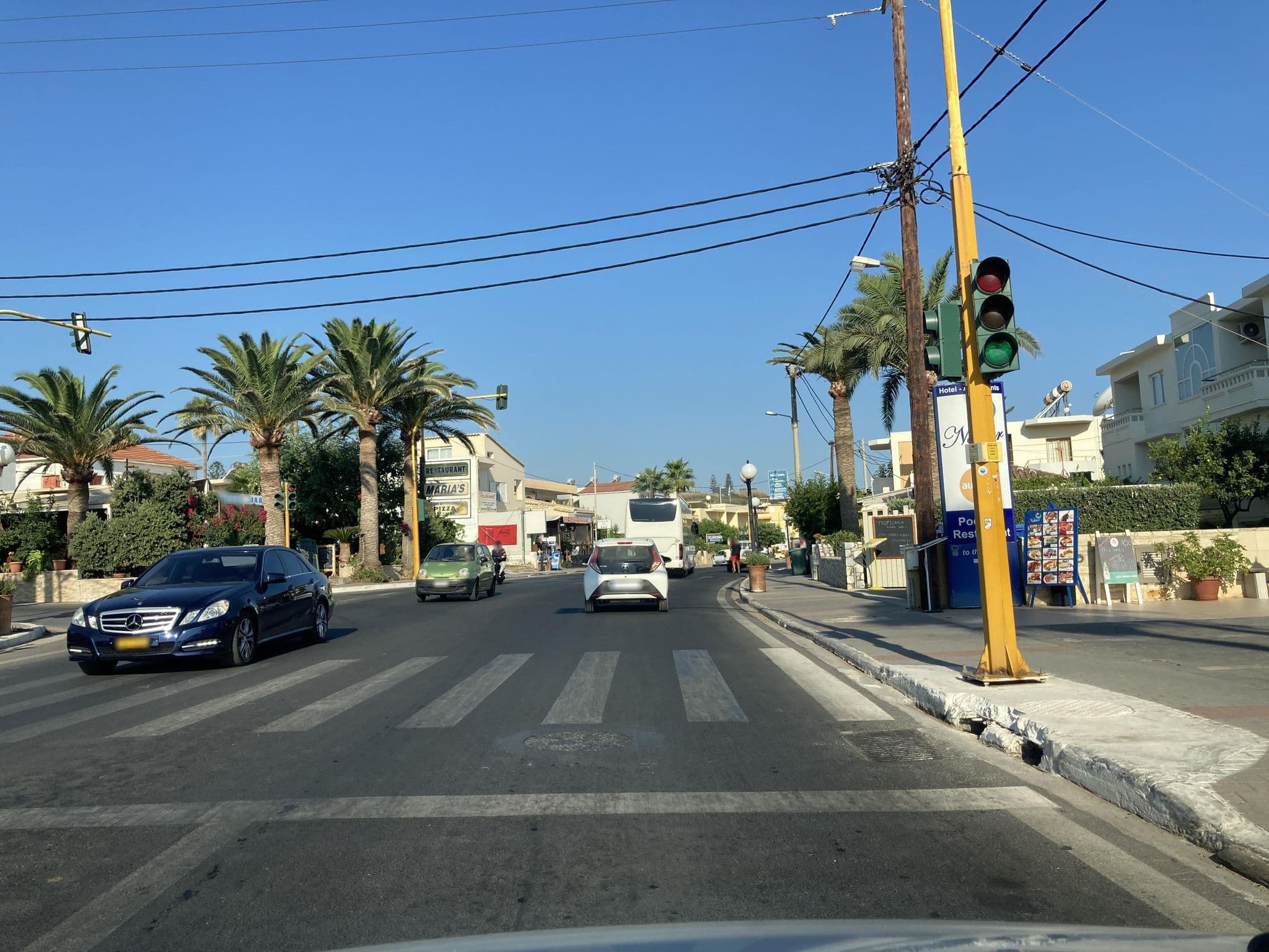 Street view near Tropicana Beach Hotel, Galatás — © fod (CC BY-SA · Mapillary)