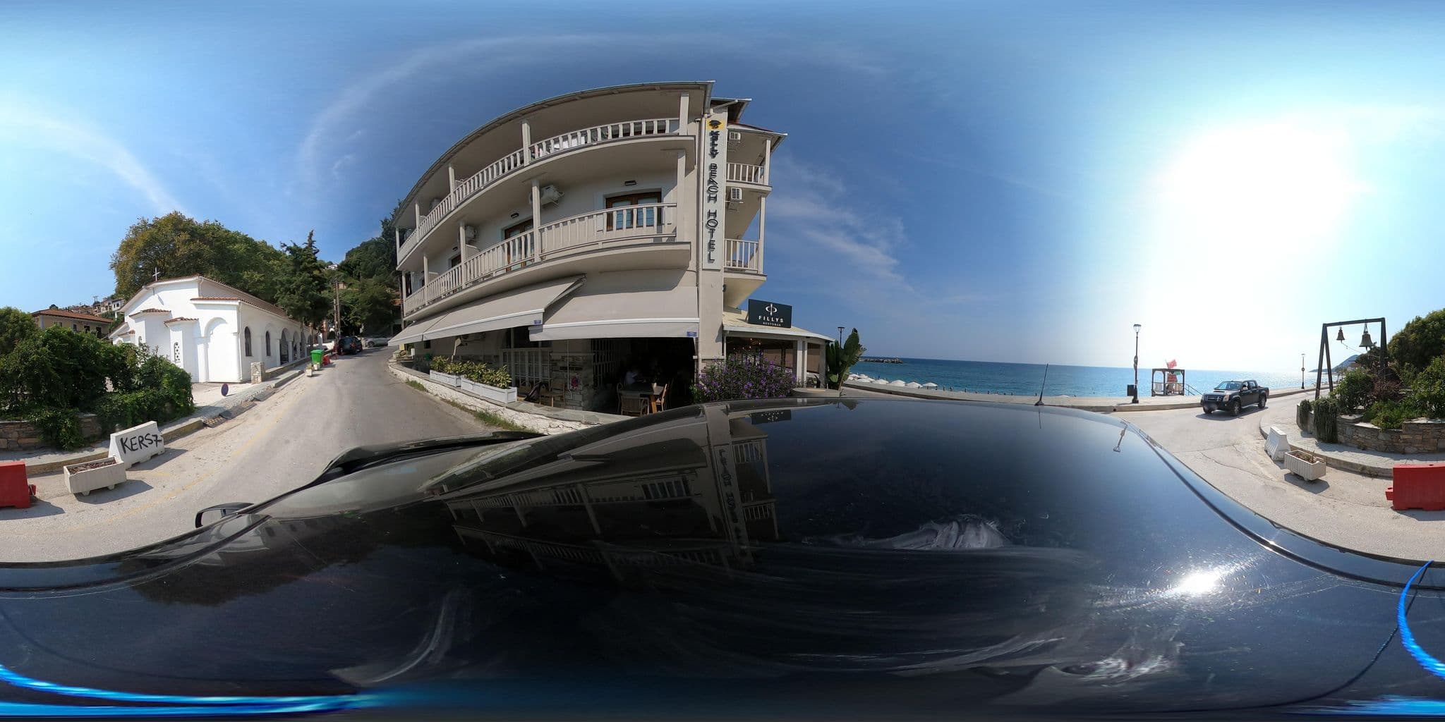 Street view near Kenta Beach Hotel & Sea Side Bar, Mouresi — © geraki (CC BY-SA · Mapillary)