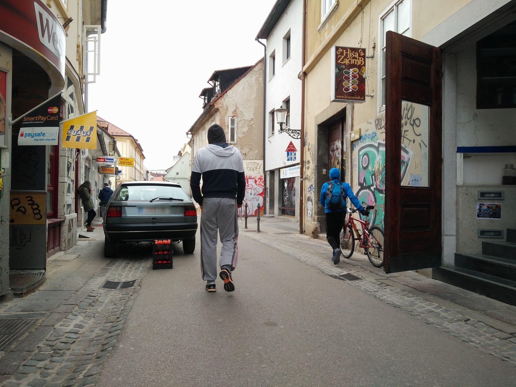 Street view near Central Bridge Hostel, Ljubljana — © map_hard (CC BY-SA · Mapillary)
