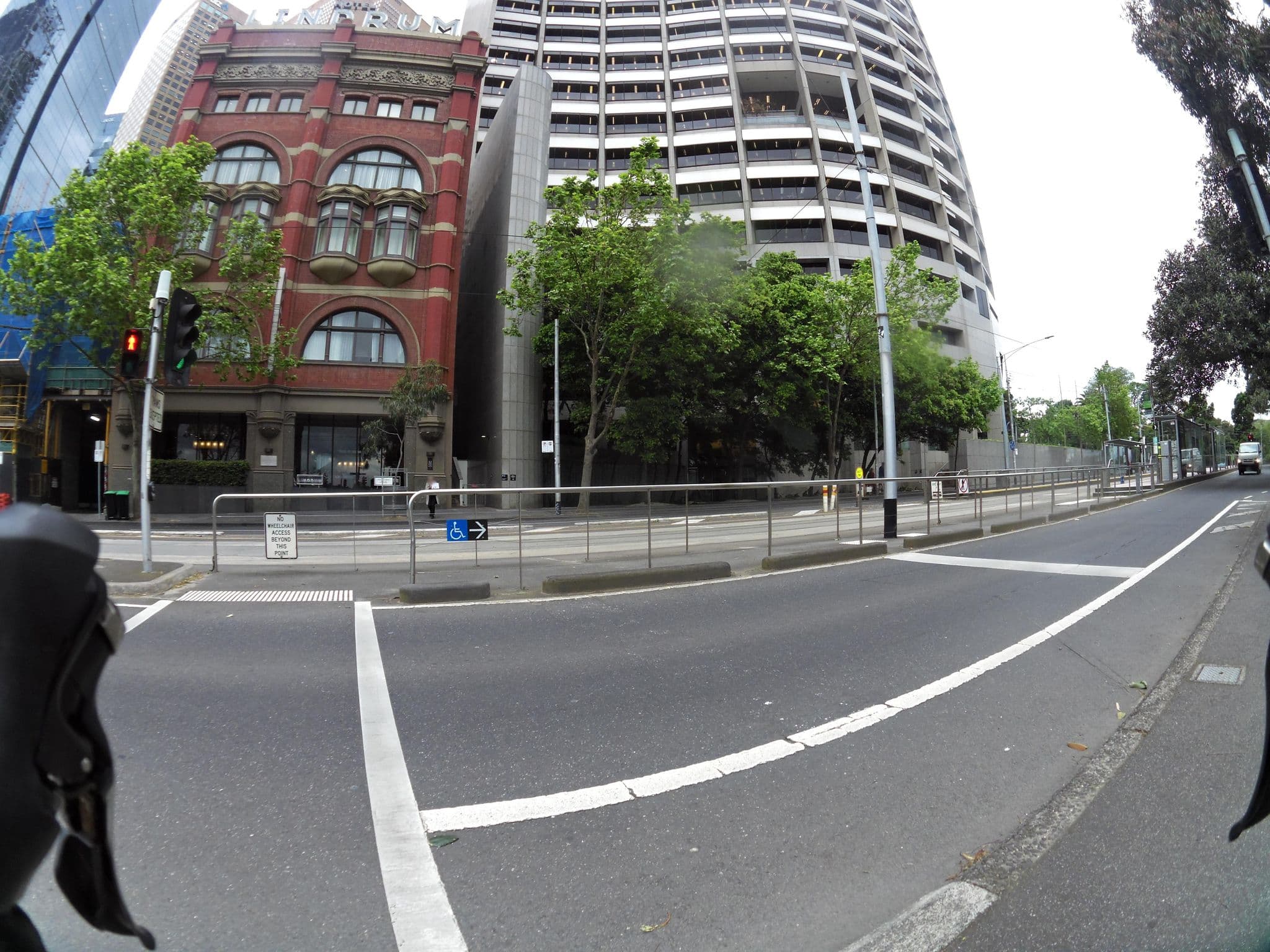Street view near Hotel Lindrum, Melbourne City Centre — © skillsy (CC BY-SA · Mapillary)