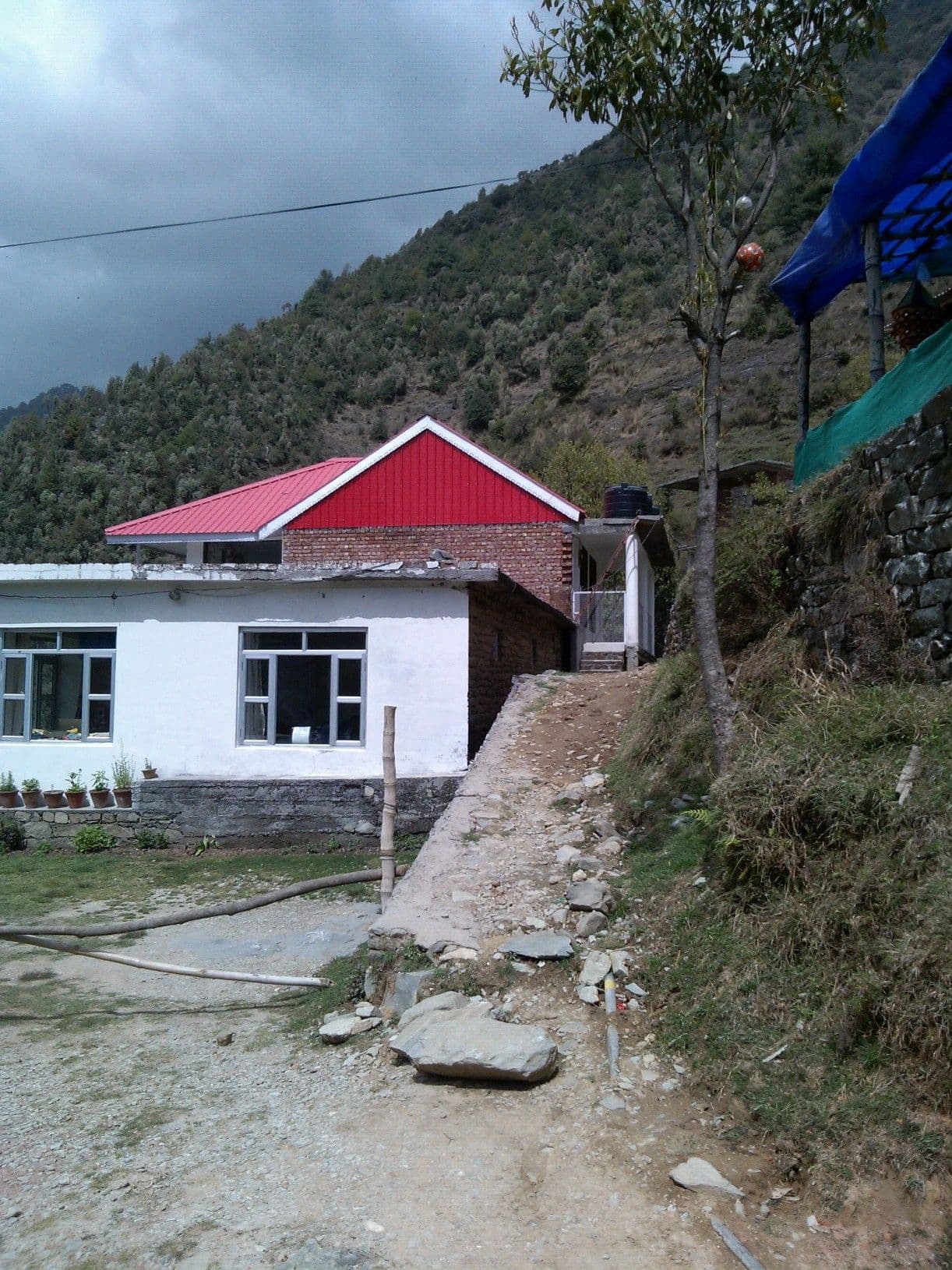 Street view near Galu temple guest houses (several), Dharamsala