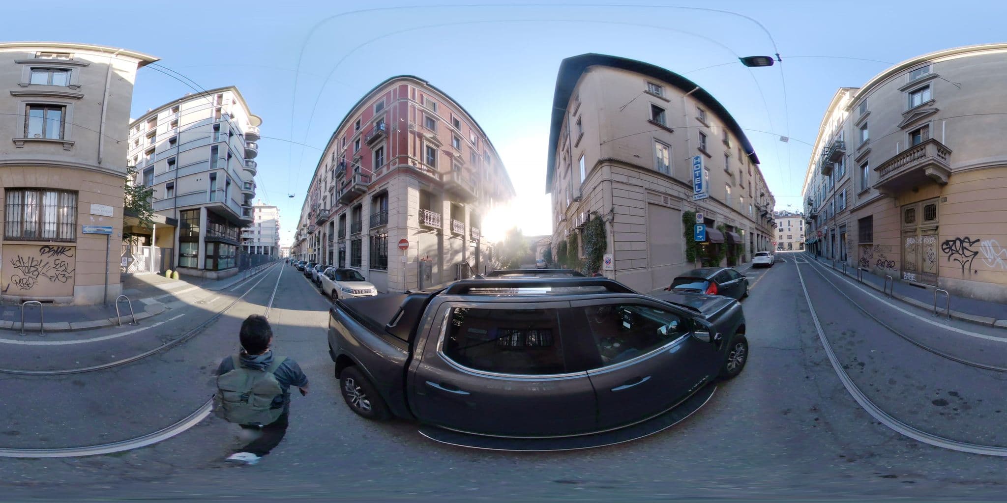 Street view near Hotel La Vignetta, Milan
