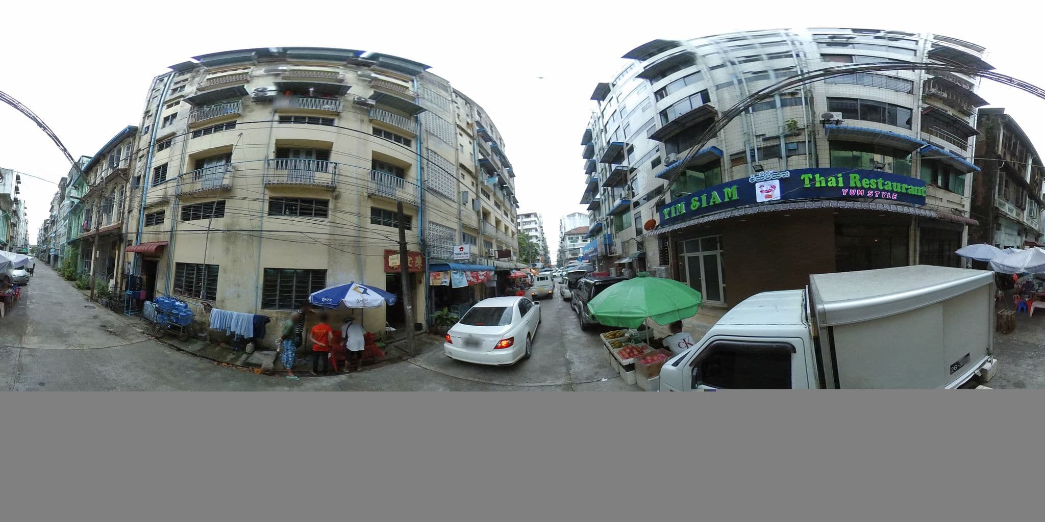 Street view near Myanmar Chit Sayar Hotel, Botataung — © mghla (CC BY-SA · Mapillary)
