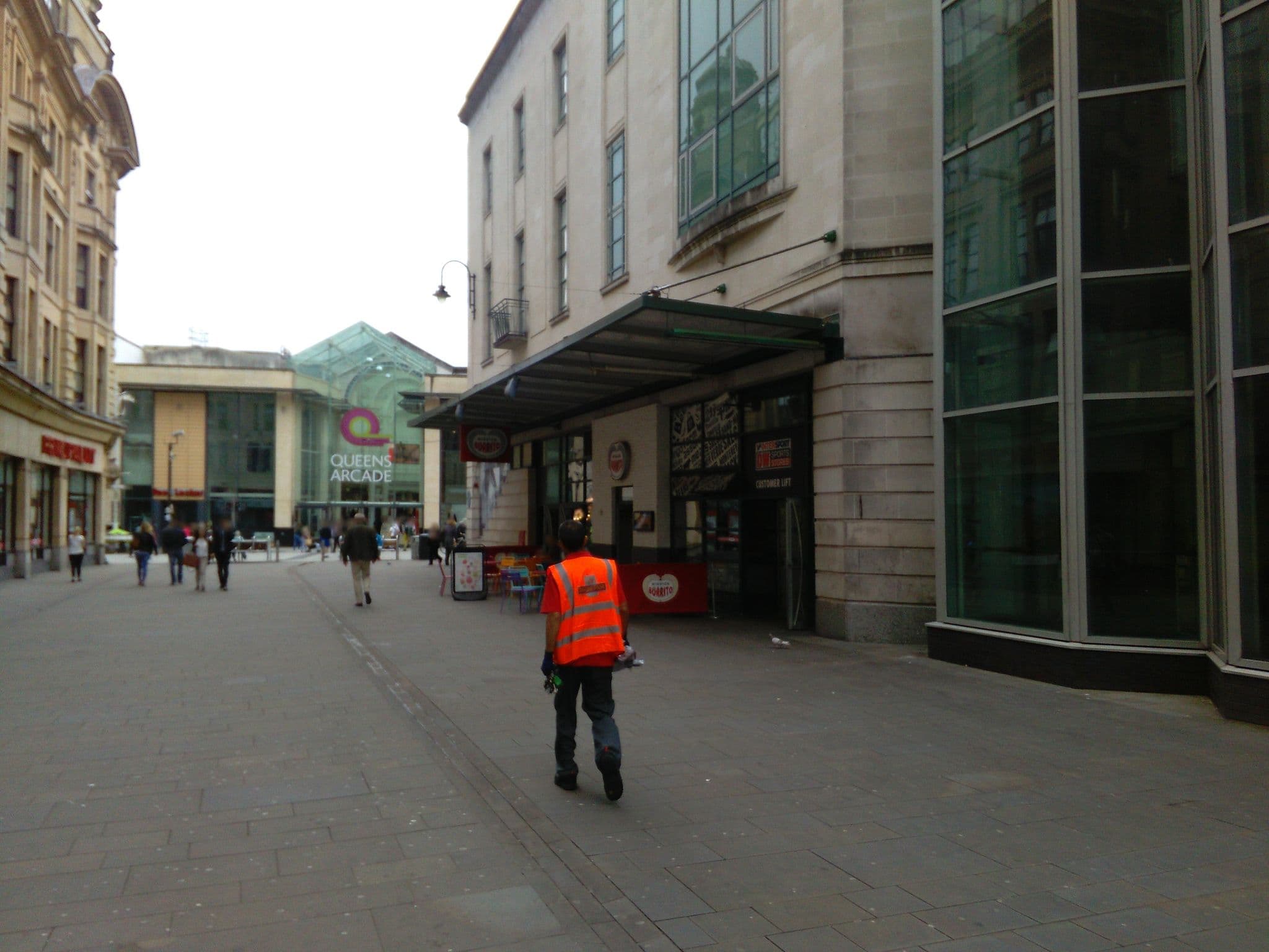 Street view near Travelodge Cardiff Central Queen Street, Cardiff — © ris (CC BY-SA · Mapillary)