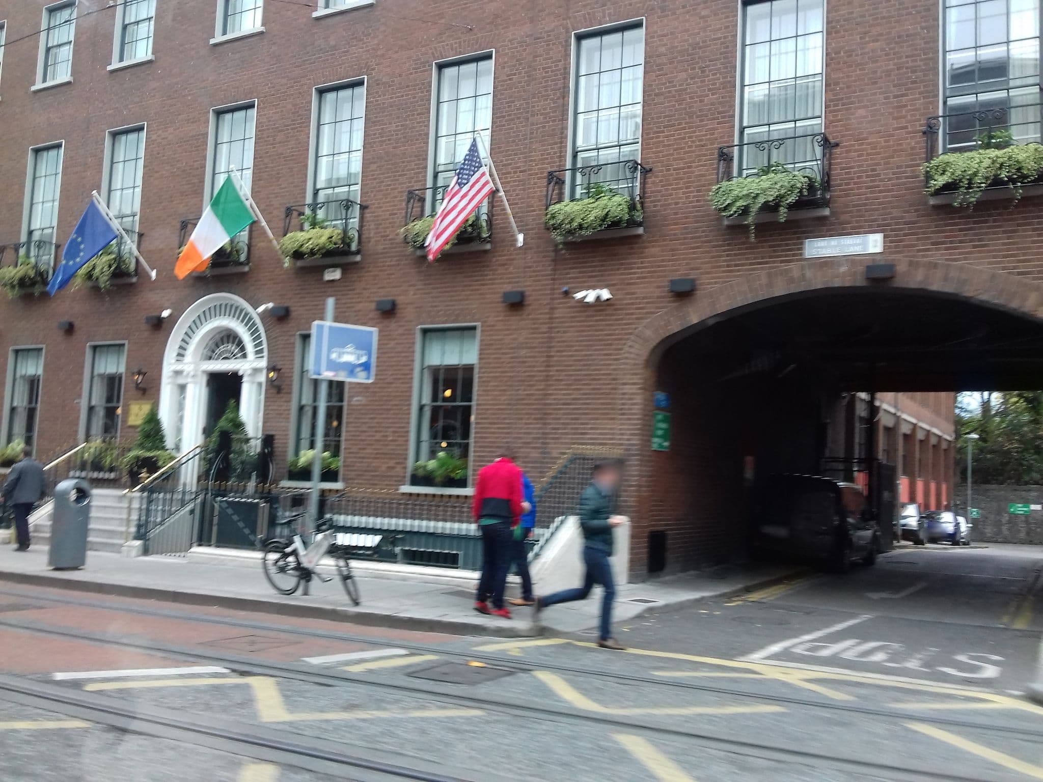 Street view near Iveagh Garden Hotel, Dublin — © debigc (CC BY-SA · Mapillary)