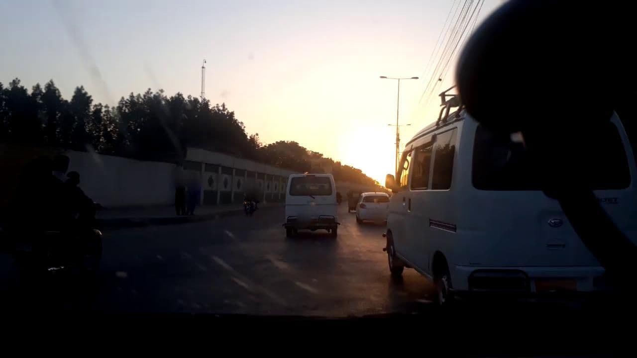 Street view near Masjid Babul Islam, Pakistan Employees Cooperative Housing Society — © roadroid (CC BY-SA · Mapillary)